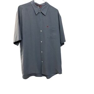 Quiksilver Mens‎ Short Sleeve Button Up Shirt Blue Plaid Casual XL TG